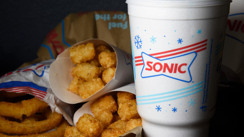 Sonic drink and tater tots