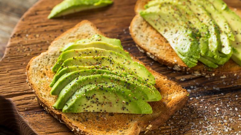 Avocado slices seasoned with salt and pepper