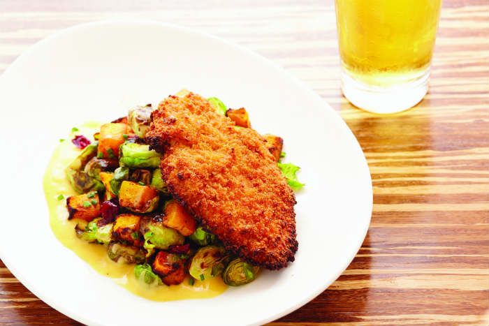 Art Smith's Unfried Chicken with Roasted Brussels Sprouts