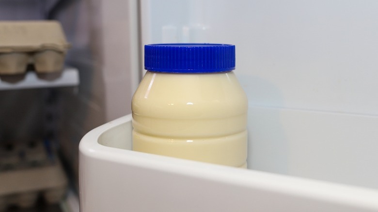 mayonnaise container in fridge