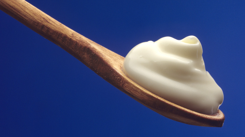 Mayonnaise on a spoon