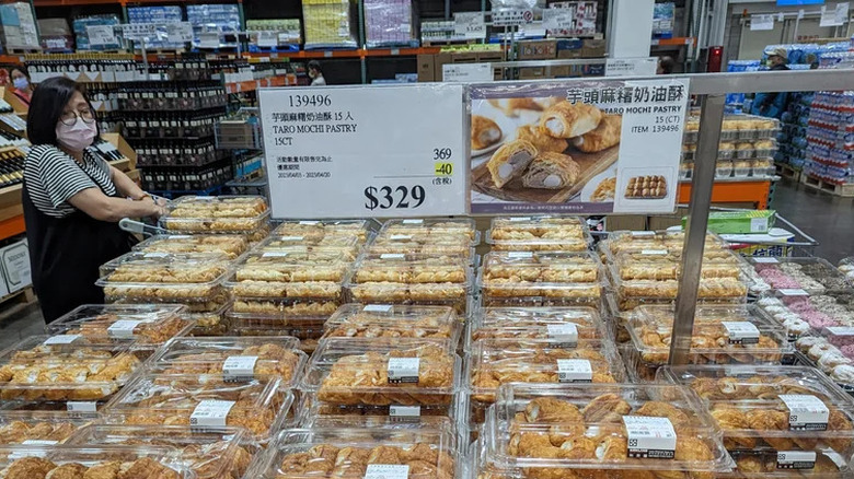 Costco display taro mochi pastry