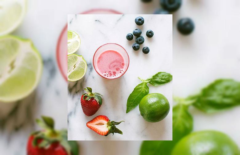 Sweet Greens with Strawberry & Basil Juice