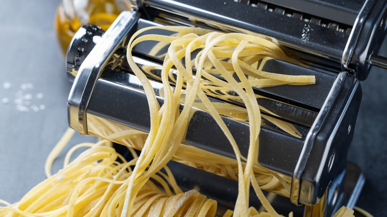 close-up of pasta machine