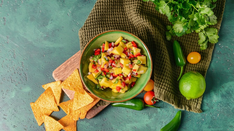 Mango salsa with chips