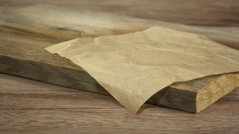 wax paper on wooden board