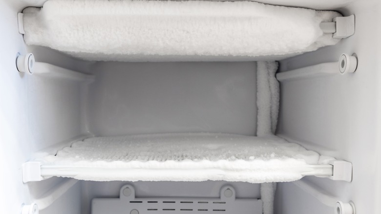 Frost inside interior of freezer