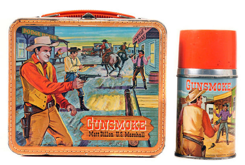 Aladdin, Gunsmoke Double L Error Version (1959), $1,200; Bottle, $95