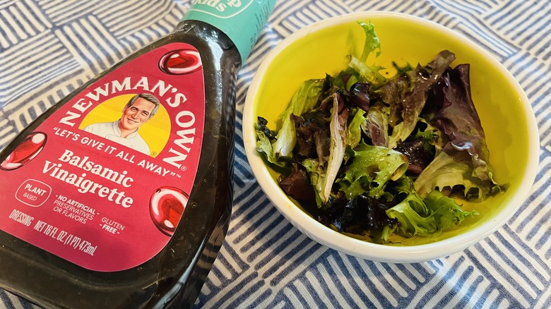 Newman's Own balsamic vinaigrette and salad