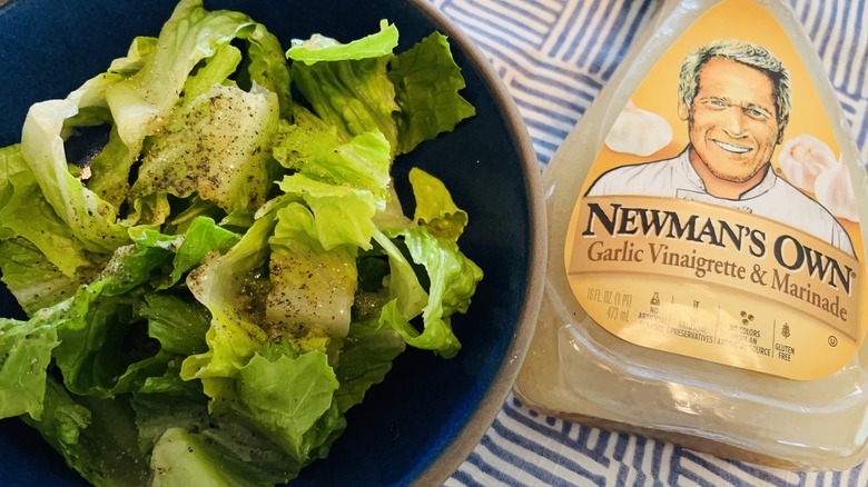 Newman's Owl garlic vinaigrette with salad