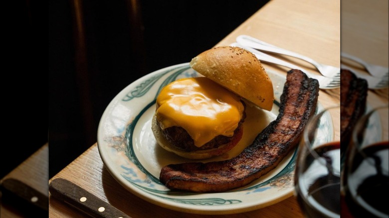 Peter Luger Steak House cheeseburger and bacon