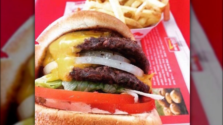 In-N-Out burger with raw onion