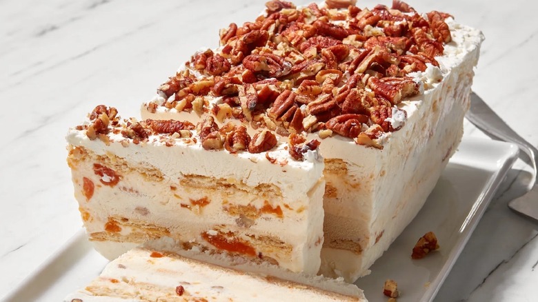 peach and pecan icebox cake