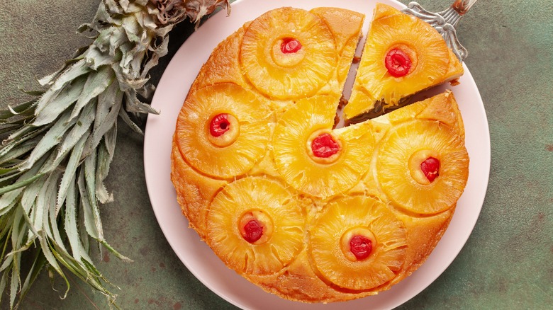 pineapple upside-down cake plated