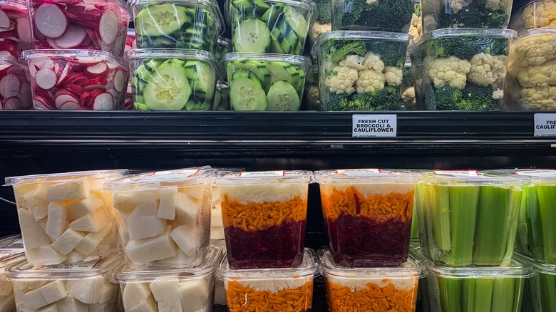 pre-cut vegetables at grocery store