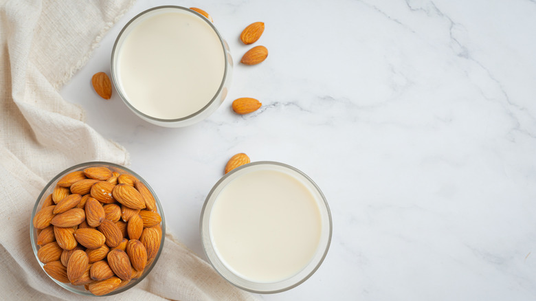 almond milk and almonds