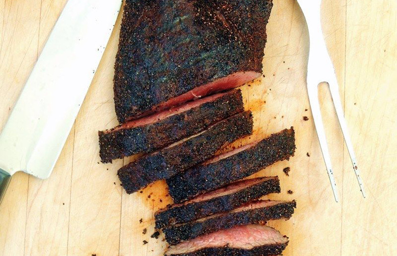 Cedar Grilled Flat Iron Steaks with Coffee Rub