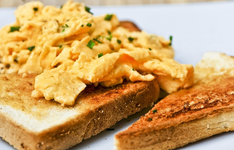 Open-Faced Scrambled Egg Sandwich with Spinach and Feta