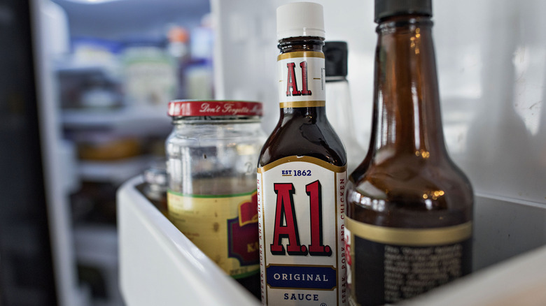 A1 steak sauce in refrigerator