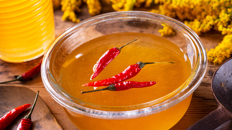 Hot honey in glass bowl