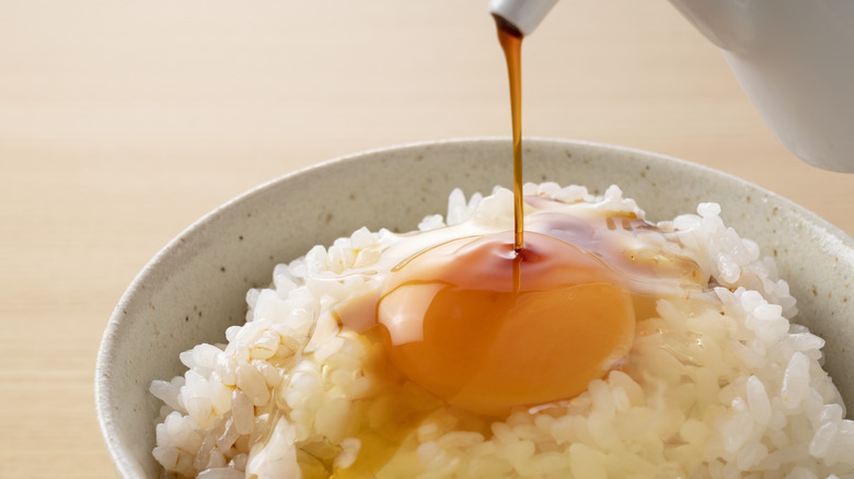 Soy sauce eggs and rice