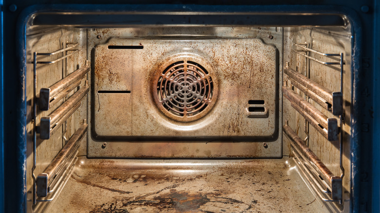 Dirty oven interior