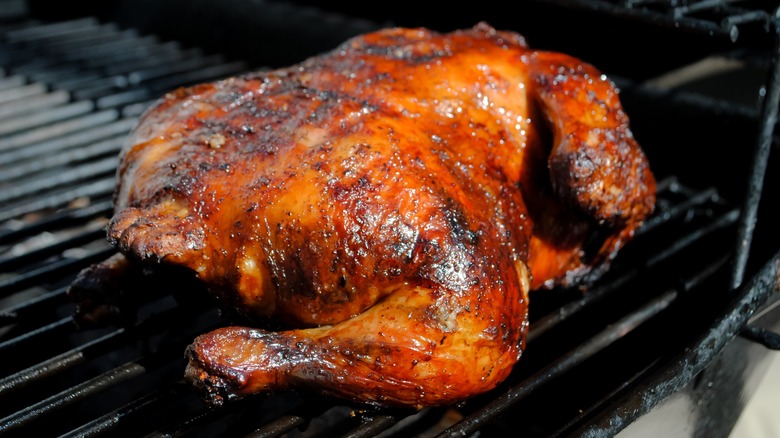 whole chicken on grill