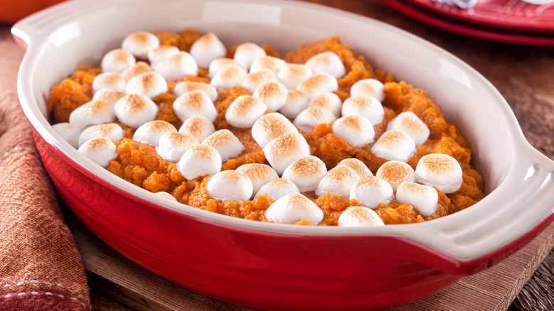 Sweet potato casserole in dish