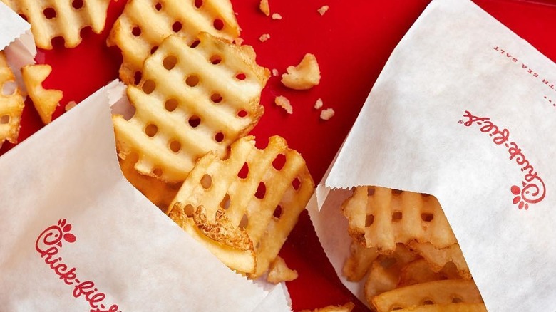 Close up of waffle fries