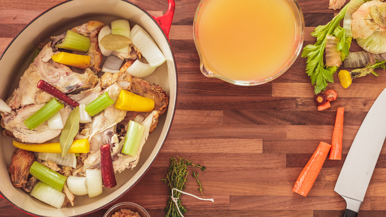 chicken stock and stock ingredients