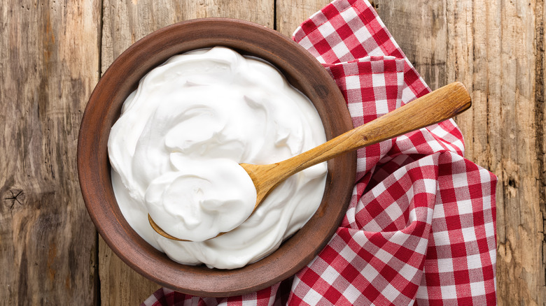 plain greek yogurt in bowl