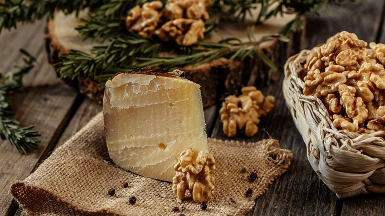 Montasio cheese with walnuts