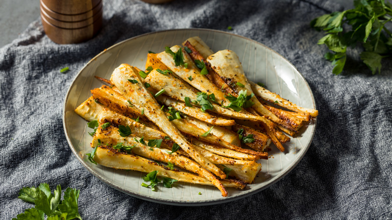 plate of roasted parsnips