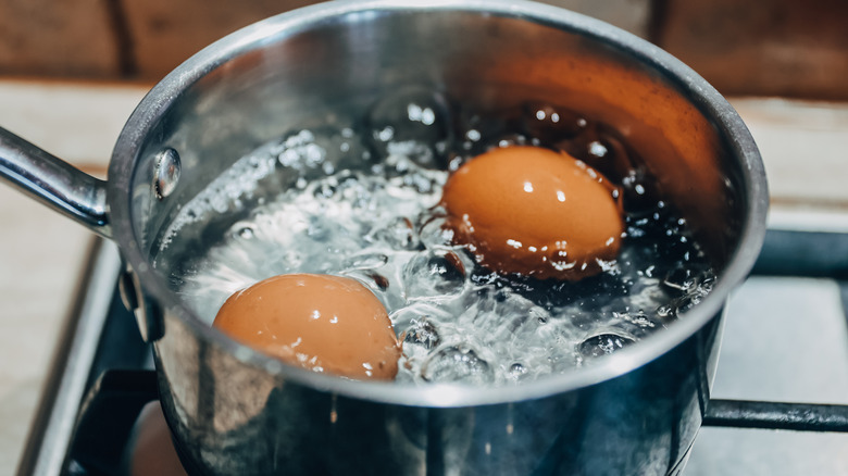 Eggs in hot water