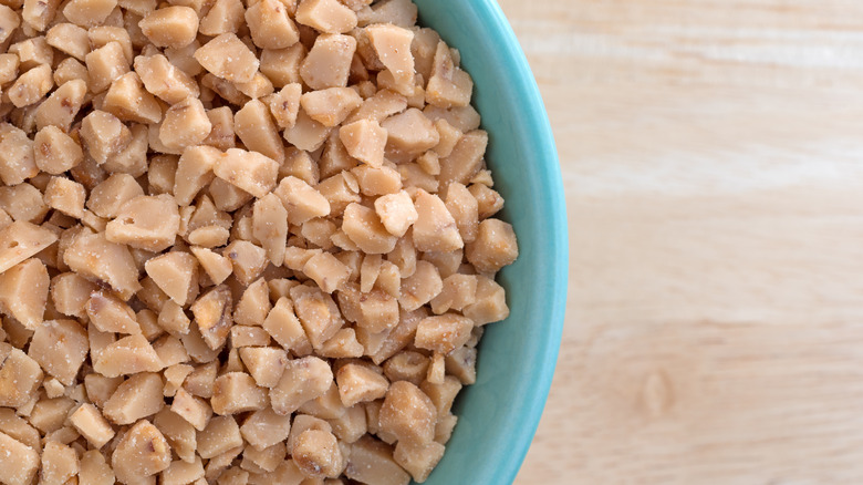 Bowl filled with toffee bits