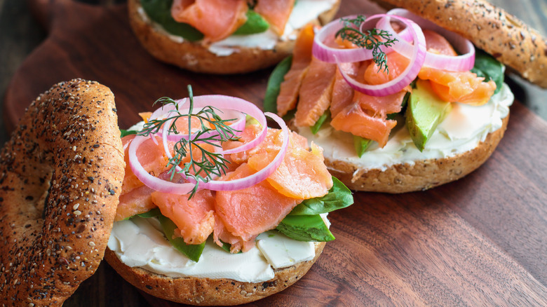 Salmon Avocado Lox Bagel