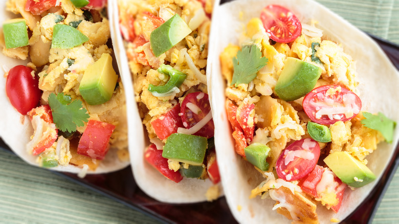 Breakfast tacos filled with migas