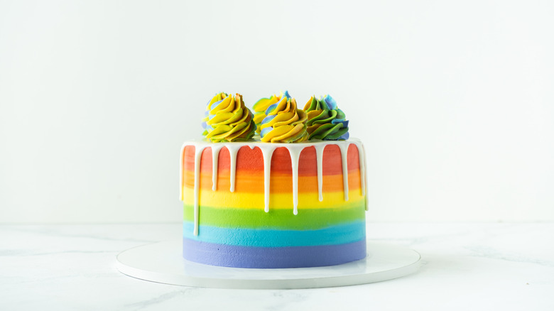 rainbow cake with white background
