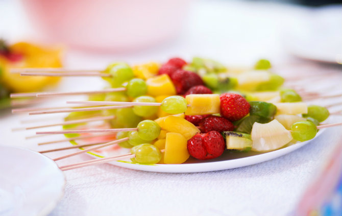 Fruit Skewers with Honeyed Yogurt Dip