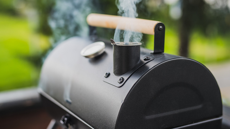 closed food smoker outdoors