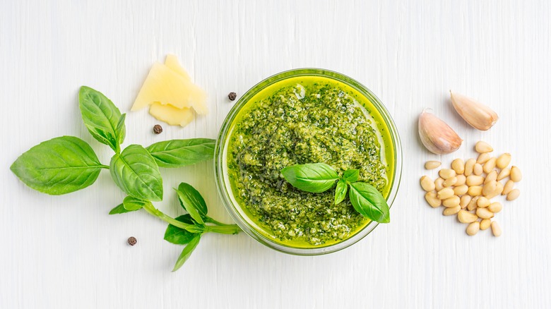 Pesto sauce in bowl