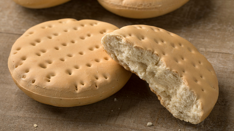 hardtack crackers with bite taken 