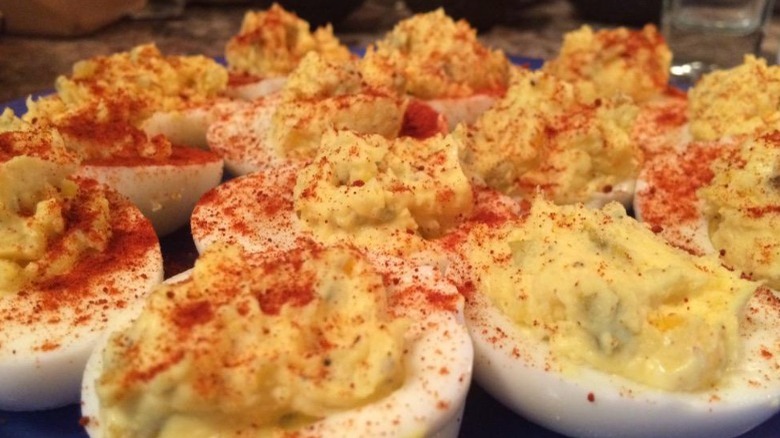 Deviled eggs with cayenne pepper 