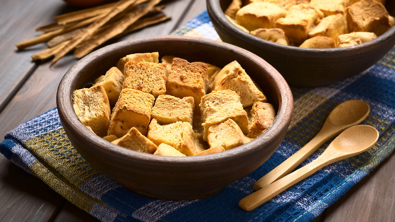 Bread pudding with dry pieces