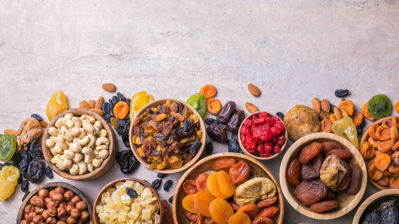 Colorful dried fruit and nuts