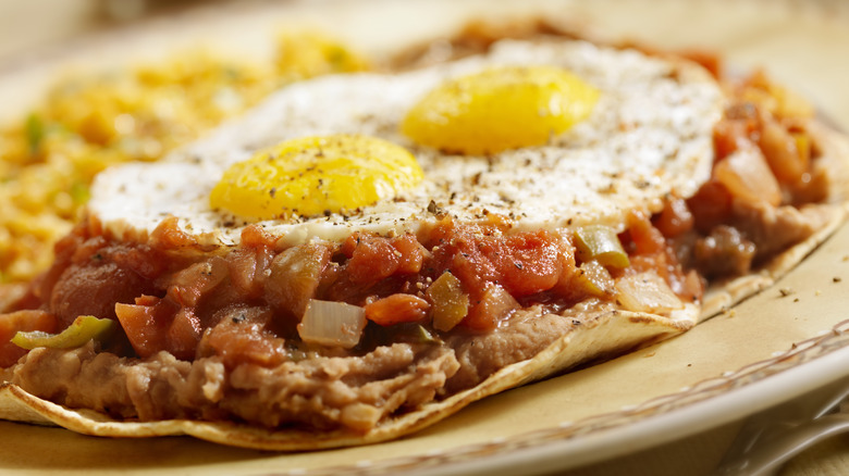 refried beans and eggs