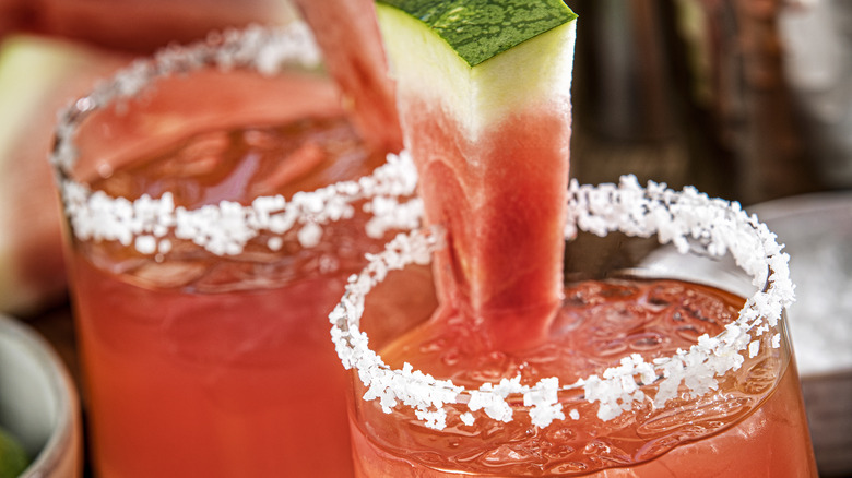 Watermelon cocktail with salted rim