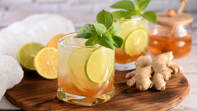 drink with herbs and ginger