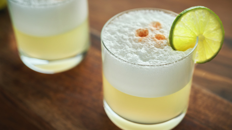 Pisco sours with egg topping