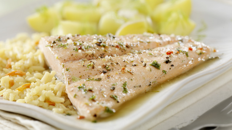 poached salmon filet